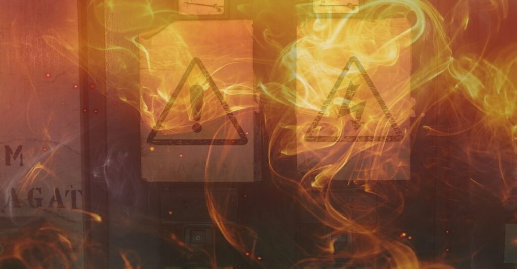 illustration of electrical panel fire